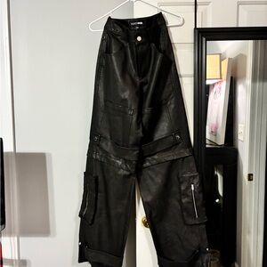 Fashion Nova Black Leather-Style Pants